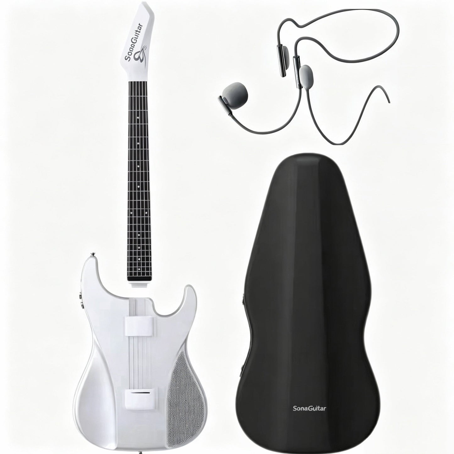 ⏰Limited-Time Sale⚡✨🎸Silent No-Sore-Finger Smart Travel Guitar Black & White for Beginners & Band✨