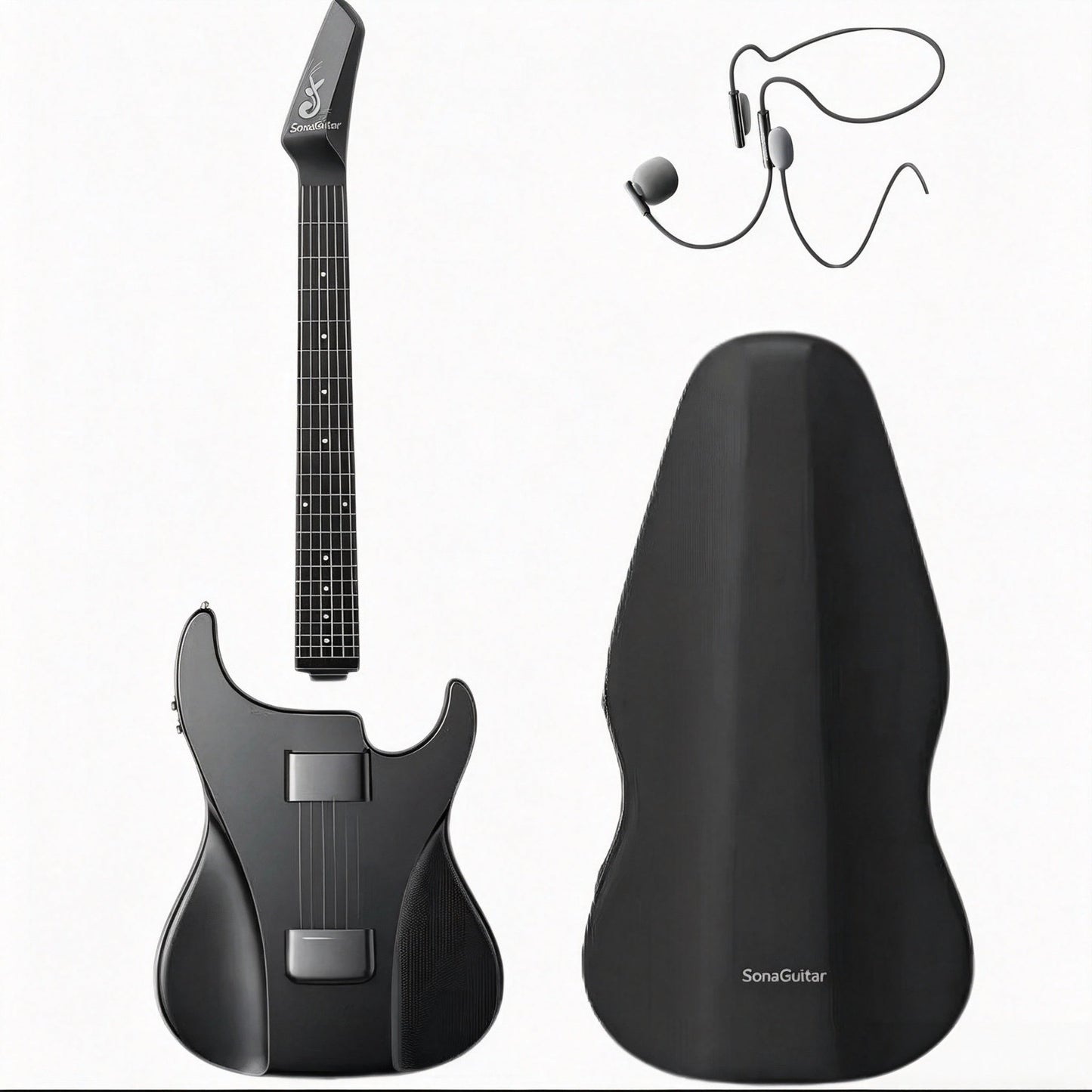 ⏰Limited-Time Sale⚡✨🎸Silent No-Sore-Finger Smart Travel Guitar Black & White for Beginners & Band✨